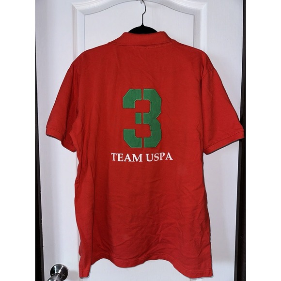 U.S. Polo Assn. Men's Short Sleeve Red Polo‎ Shirt Size Large Team USPA #3 - Picture 4 of 5